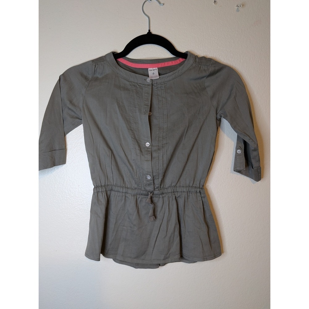 Carters Girls Gray Peplum Drawstring Tunic‎ Shirt Size 6
